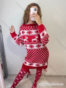 Šaty pletené/svetr prodloužený dlouhý rukáv dámský vánoční (S/M ONE SIZE) ITALSKÁ MÓDA IMM22vn20286/DR