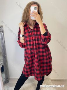 Košile prodloužená/šaty košilové dlouhý rukáv dámské nadrozměr (XL/2XL ONE SIZE) ITALSKÁ MÓDA IMH22012
