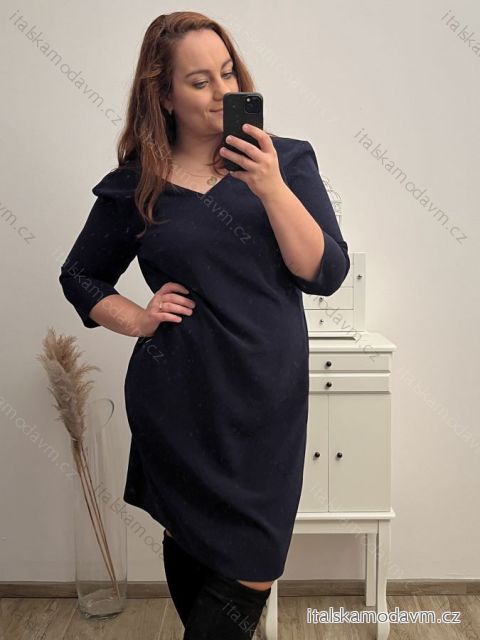 Šaty elegantný krátky rukáv letné dámske (44-46-48-50-52) Poľská MÓDA PMLP22DARA4/DU