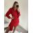 Šaty elegantný dlhý rukáv dámske (S/M ONE SIZE) TALIANSKA MÓDA IMWGS223995/DR S/M červená