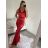 Šaty dlhé elegantné spoločenské na ramienka dámske (S/M ONE SIZE) TALIANSKA MÓDA IMWD2215280/DU S/M červená