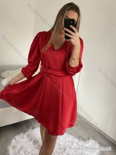Šaty elegantní saténové dlouhý rukáv dámské (S/M/L ONE SIZE) ITALSKÁ MÓDA IMWB224072/DR