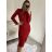 Šaty elegantní třpytivé dlouhý rukáv dámské (S/M ONE SIZE) ITALSKá MóDA IMM22hg4993/DU S/M červená