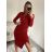 Šaty elegantní třpytivé dlouhý rukáv dámské (S/M ONE SIZE) ITALSKá MóDA IMM22hg4993/DU S/M červená