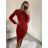 Šaty elegantní třpytivé dlouhý rukáv dámské (S/M ONE SIZE) ITALSKá MóDA IMM22hg4993/DU S/M červená