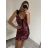 Šaty elegantné trblietavé s flitrami na ramienka dámske (S/M ONE SIZE) TALIANSKA MóDA IMM22LS25948/DU S/M čierna