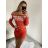 Šaty vánoční sametové dlouhý rukáv dámské (S/M ONE SIZE) ITALSKÁ MÓDA IMWE223976/DR S/M červená