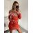 Šaty vánoční sametové dlouhý rukáv dámské (S/M ONE SIZE) ITALSKÁ MÓDA IMWE223976/DR S/M červená