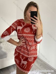 Šaty sametové Vánoční dlouhý rukáv dámské (S/M ONE SIZE) ITALSKá MóDA IM4221288