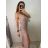 Šaty elegantní společenské dlouhé na ramínka třpytivé dámské (S/M ONE SIZE) ITALSKá MóDA IMM2255333/DU S/M růžová