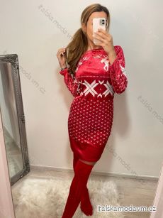 Šaty vánoční sametové dlouhý rukáv dámské (S/M ONE SIZE) ITALSKÁ MÓDA IMWY224065/DU