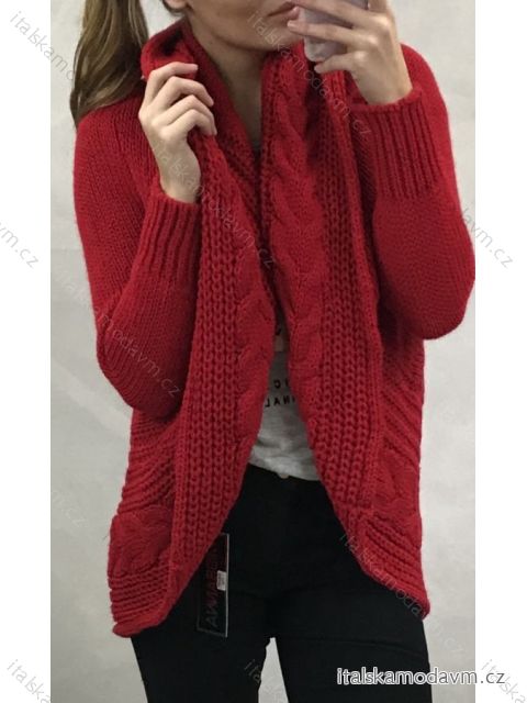 Cardigan pletený teplý dlouhý rukáv dámský (UNI S/L) ITALSKÁ MÓDA IM422VALESCA