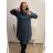 Šaty sametové s golirém dlouhý rukáv dámské nadrozměr (2XL/3XL ONE SIZE) ITALSKá MóDA IM4221295