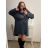 Šaty sametové s golirém dlouhý rukáv dámské nadrozměr (2XL/3XL ONE SIZE) ITALSKá MóDA IM422BUTFLY/DU smaragdová 2XL/3XL