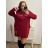 Šaty flaušové s kapucí dlouhý rukáv dámské nadrozměr (2XL/3XL/4XL ONE SIZE) ITALSKá MóDA IM422BEA