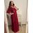 Šaty elegantné dlhé krátky rukáv dámske nadrozmer (XL/2XL ONE SIZE) TALIANSKA MÓDA IMPSH2280302/DU tm. modrá