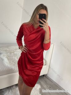 Šaty sametové teplé dlouhý rukáv dámské (S/M/L ONE SIZE) ITALSKÁ MÓDA IM32268