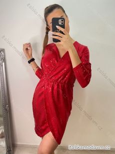 Šaty elegantní třpytivé dlouhý rukáv dámské (S/M ONE SIZE) ITALSKá MóDA IMM22EL4117