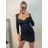 Šaty elegantný dlhý rukáv dámske (S/M ONE SIZE) TALIANSKA MÓDA IMPBB22B23112/DU S/M smaragdová
