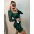 Šaty elegantný dlhý rukáv dámske (S/M ONE SIZE) TALIANSKA MÓDA IMPBB22B23112/DU S/M smaragdová