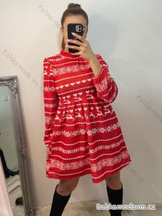 Šaty vánoční dlouhý rukáv dámské (S/M ONE SIZE) ITALSKÁ MÓDA IMWY224088/DU