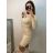 Šaty úpletové elegantní dlouhý rukáv dámské (S/M ONE SIZE) ITALSKÁ MÓDA IMPBB22Y23009