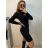 Šaty úpletové elegantní dlouhý rukáv dámské (S/M ONE SIZE) ITALSKÁ MÓDA IMPBB22Y23009