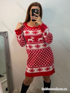 Šaty pletené dlouhý rukáv dámské vánoční (S/M ONE SIZE) ITALSKÁ MÓDA IMPBB22X20286