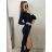 Šaty elegantní úpletové dlouhý rukáv dámské (S/M ONE SIZE) ITALSKÁ MÓDA IMWGS223890/DU S/M béžová