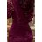 170-10 Lace dress with long sleeves and a neckline - dark plum
