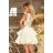 200-1 CHARLOTTE - Exkluzivní šaty s krajkovým výstřihem - zlato / béžová + ecru
