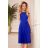 311-2 LILA Skládané šaty s krátkými rukávy - Royal Blue
