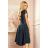 300-5 PATRICIA - dress with longer back with lace neckline - green color