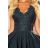 300-5 PATRICIA - dress with longer back with lace neckline - green color