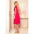 311-5 LILA Pleated dress with short sleeves - raspberry color