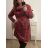 Šaty dlouhý rukáv dámské nadrozměr (XL/2XL ONE SIZE) ITALSKÁ MÓDA IMWQ22EMA/DR XL/2XL červená