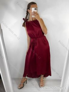 Šaty dlouhé na ramínka saténové dámské (S/M ONE SIZE) ITALSKÁ MÓDA IM922898
