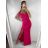 Šaty elegantní společenské carmen dlouhé dámské (XS/S/M/L ONE SIZE) ITALSKÁ MÓDA IM322063/DR9 tmavě růžová