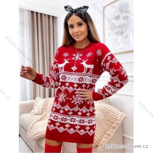 Šaty pletené vánoční dlouhý rukáv dámské (S/M ONE SIZE) ITALSKÁ MÓDA IMWK223733