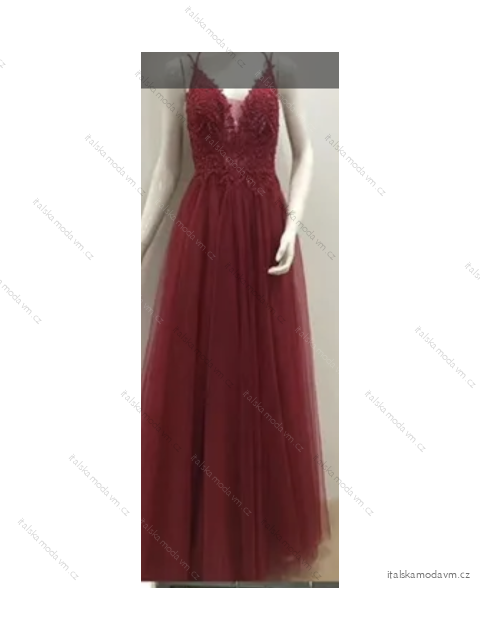 Šaty dlouhé elegantní společenské na ramínka dámské (S/M ONE SIZE) ITALSKÁ MÓDA FMPRP23DF9108