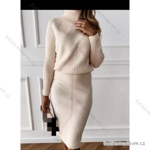 Souprava sukně pletená a svetr s rolákem dlouhý rukáv dámské (S/M ONE SIZE) ITALSKÁ MÓDA IMPGM233769