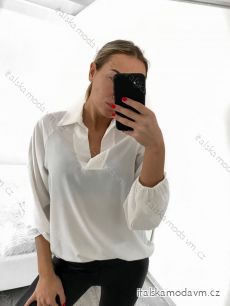Košile/tunika košilová dlouhý rukáv dámská (S/M ONE SIZE) ITALSKÁ MÓDA IMWB23006/DU