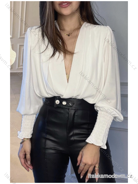 Body/blúzka elegantný dlhý rukáv dámske (S/M ONE SIZE) TALIANSKA MÓDA IMPBB23C26526