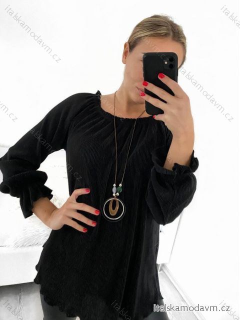 Tunika/blúzka s príveskom dlhý rukáv dámska nadrozmer (L/XL ONE SIZE) TALIANSKA MÓDA IM423022/DU