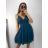 Šaty šifonové elegantní krátké na ramínka dámské (S/M ONE SIZE) ITALSKá MóDA IM922BONA/DR tmavě modrá