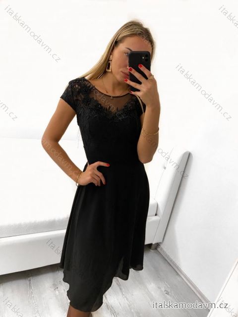 Šaty společenské elegantní dámské (S/M ONE SIZE) ITALSKá MODA IMS23BELLA/DU S/M Černá