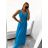 Šaty elegantné spoločenské dlhé na ramienka dámske Patricie  (XS/S/M/L ONE SIZE) TALIANSKA MÓDA IM322045/DR/DU sv. modrá
