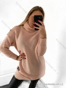 Prodloužený svetr s rolákem dlouhý rukáv dámské (M/L/XL ONE SIZE) ITALSKÁ MÓDA IMD221091