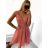 Šaty spoločenské elegantné dámske (S/M ONE SIZE) TALIANSKA MODA IMS23RIMINNI/DUstr. ružová