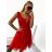 Šaty spoločenské elegantné dámske (S/M ONE SIZE) TALIANSKA MODA IMS23RIMINNI/DUčervená